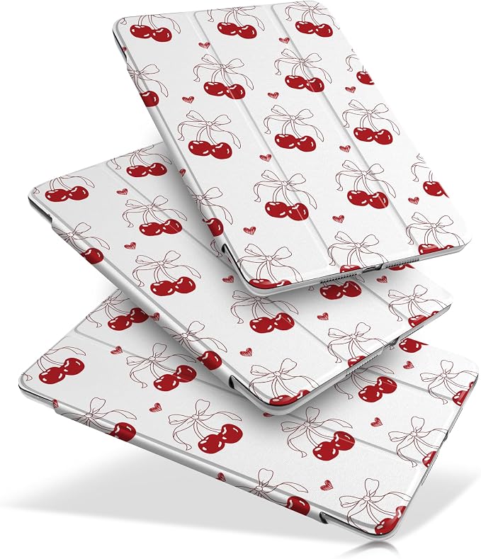 Compatible with iPad 10.2 Inch Case 2021 2020 2019 Smart Lightweight Trifold Stand Hard Plastic Transparent Cover Support Auto Sleep/Wake for iPad 10.2 9th/8th/7th Gen - Bear &amp Cherry