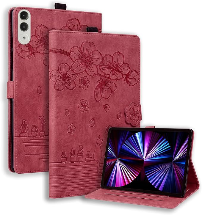 Case for Honor MagicPad 3 Pro 12.3 12.3 2026Multi-Angle Viewing PU Leather Folio Stand Cover with Pencil HolderShockproof Protective Case for Honor MagicPad 3 Pro 12.3 2026Rose Red