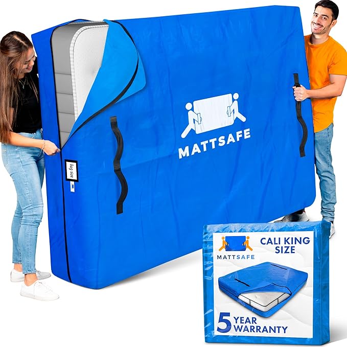 Nordic Elk Mattress Bags for Moving and Storage (Cali King, Cal King) Heavy Duty Moving Supplies, 8 Sturdy Handles, Strong Zipper, Mattress Cover Bed Bags, Storage Cover Essentials Packing Protector