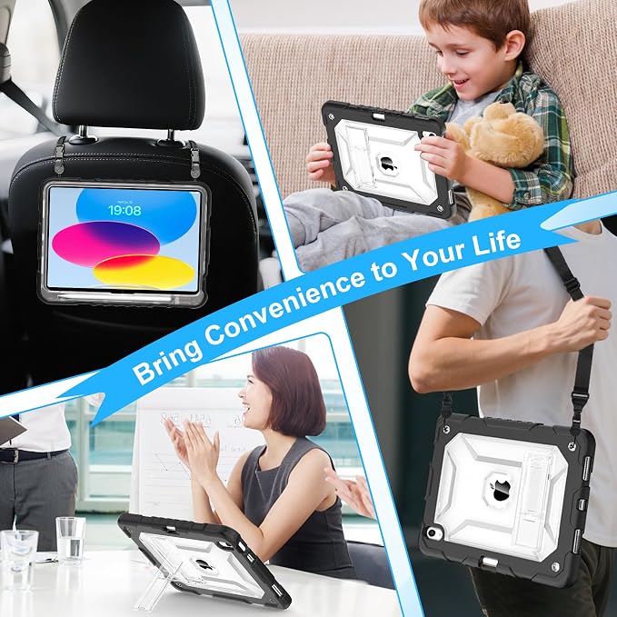 TIMISM Case for iPad 10th Generation 2022 iPad (A16) 11 Inch 2025 with Pencil Holder &amp Kickstand Translucent Hard PC Back Cover Heavy Duty Shockproof Protective Case for iPad 11/10 Clear Blue