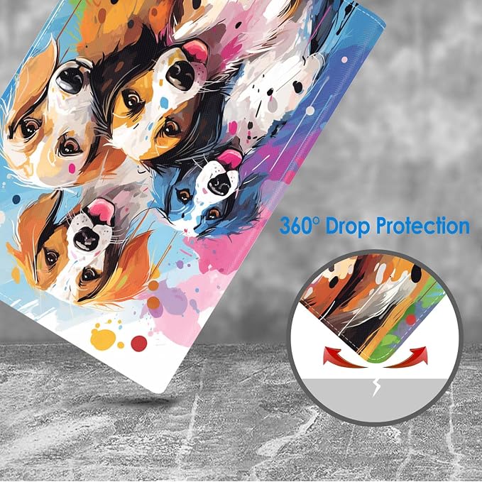 Case for Samsung Galaxy Tab A 8.0 2019 (SM-T290/T295/T297) Slim Lightweight PU Leather Stand Cover with Auto Wake/Sleep for Galaxy Tab A 8.0 Inch Abstract Watercolor Art Dogs