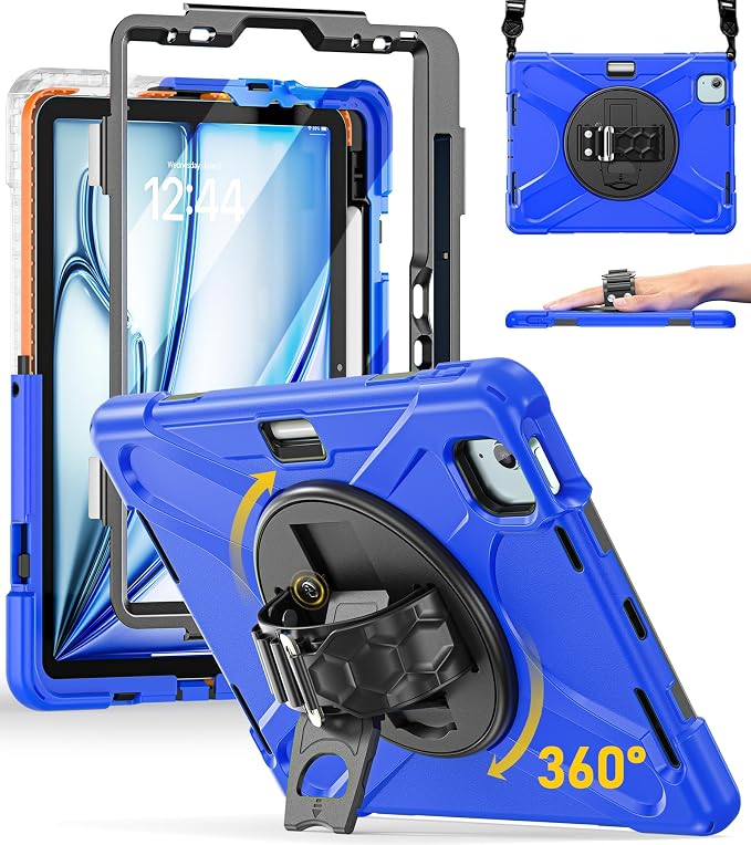 BRAECN Case for iPad Air 11 inch 2026(M4) 2025(M3) 2024(M2)iPad Pro 11 inch(4th/3rd/2nd/1st)&amp Air 10.9(5th/4th) Protective with Pencil Holder Screen Protector 360°Rotating Stand Handle Full Body