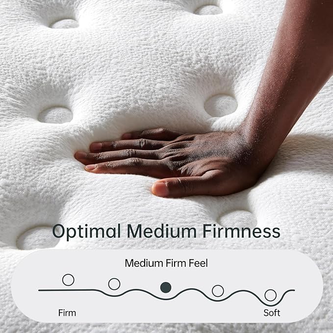 Twin Mattress 10 Inch,Medium Firm Hybrid with Memory Foam& Individually Wrapped Pocket Coils for Support,CertiPUR-US Certified,Fiberglass-Free