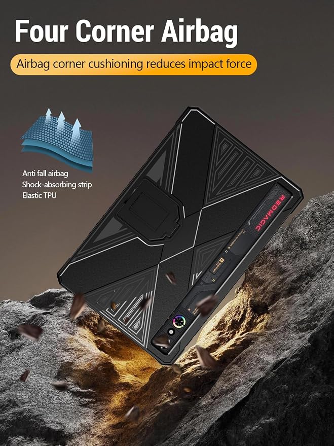 Case for REDMAGIC Astra Gaming Tablet 9.06 Inch (Black) | Flexible TPU Cover with Kickstand for ZTE Nubia RedMagic Gaming Pad 3 Pro Tablet Shockproof
