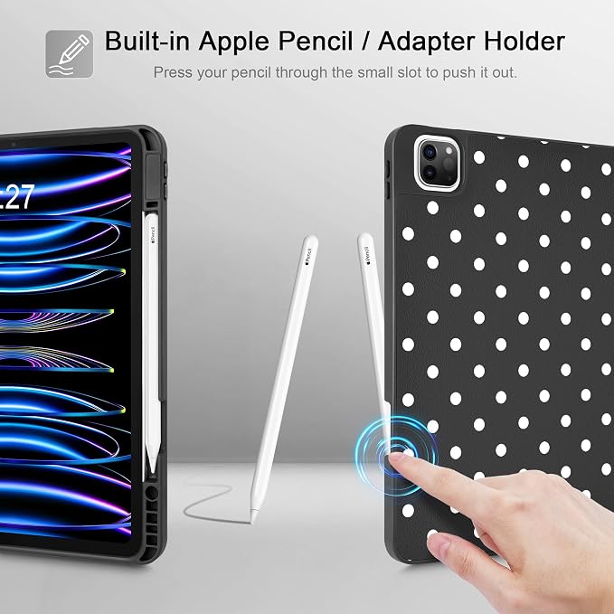 Tuiklol for iPad Pro 11 Inch 4th / 3rd / 2nd / 1st Gen Case 2022 2021 2020 | 2018 Build-in Pencil Holder with Stand TPU Back Cover &amp Trifold Stand &amp Auto Wake/Sleep Tablet Case Black Cat