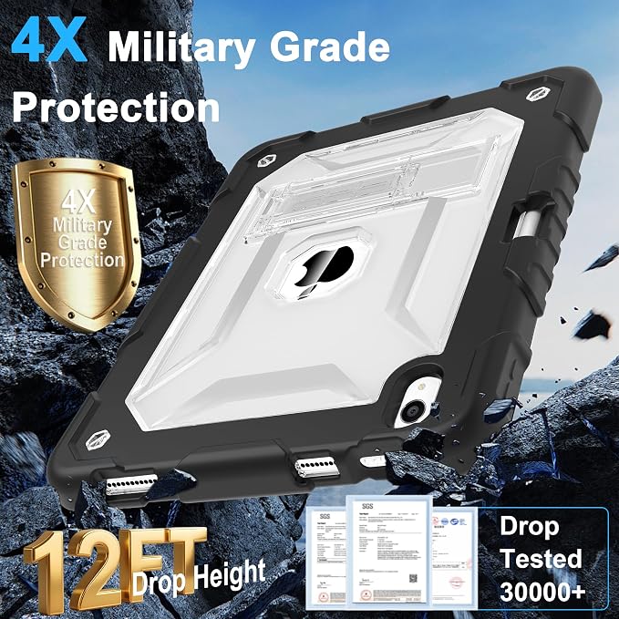 TIMISM Case for iPad 10th Generation 2022 iPad (A16) 11 Inch 2025 with Pencil Holder &amp Kickstand Translucent Hard PC Back Cover Heavy Duty Shockproof Protective Case for iPad 11/10 Clear Blue