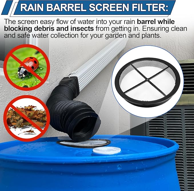 Rain Barrel Screen for Rain Barrel, 6 Inch Rain Barrel Cover for Rain Water