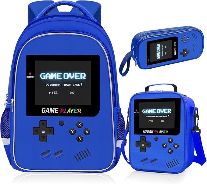 School Backpack For Boys - Gamer Boys Backpack For Kids Children Teens Elementary Middle School - Ages 6-18，17″