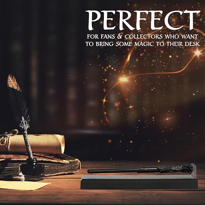 Harry Potter Floating Wand Pen with Magnetic Stand, HogwartsCollectibles in Gift Ready Box, Cool Desk Decor for Office, Gifts for Kids and Adults (Black 1 Pcs)