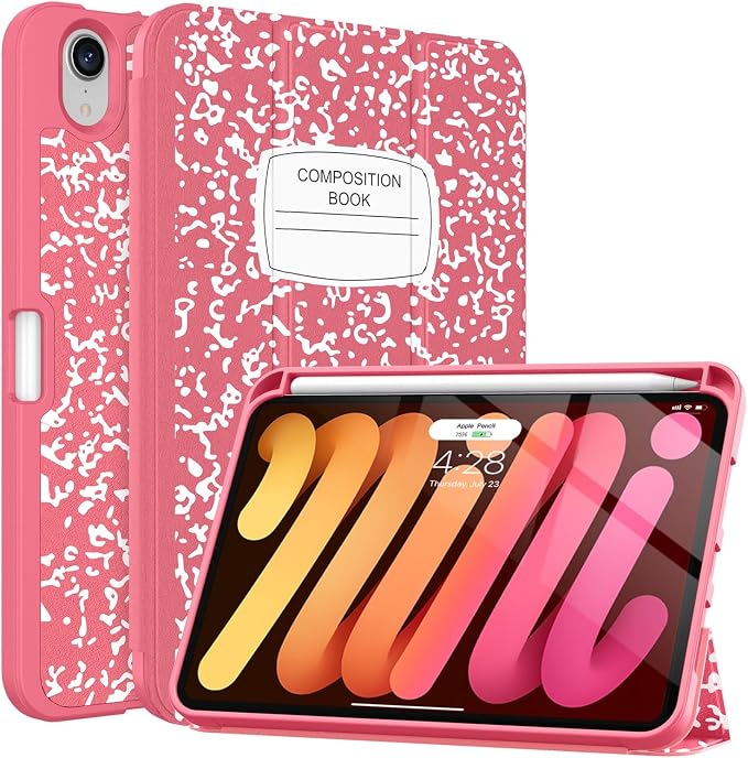 Soke Case for iPad mini (A17 Pro) 7th/ 6th Generation (Book Wine) | Built-in Apple Pencil Slot fit iPad Mini 2024 and 2021 8.3 inch Auto Sleep/Wake