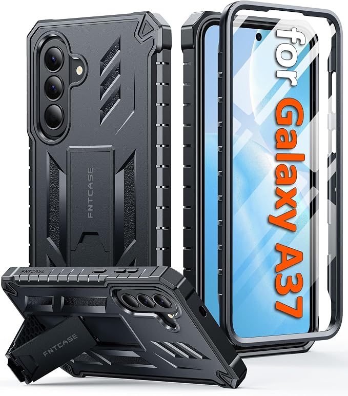 FNTCASE for 11 Pro XL Case Rugged Kickstand 2 Front Frames Black | Built-in Screen Protector 20FT Military-Grade Drop Protection Rugged Heavy Duty Shockproof Full Body Protective Cover