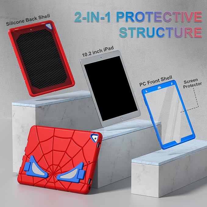Nitupai Case for iPad 10.2 Case iPad 9th / 8th / 7th Generation Gen Case Heavy Duty Shockproof Rugged Protective Cover 10.2 Inch with Stand Black+Black
