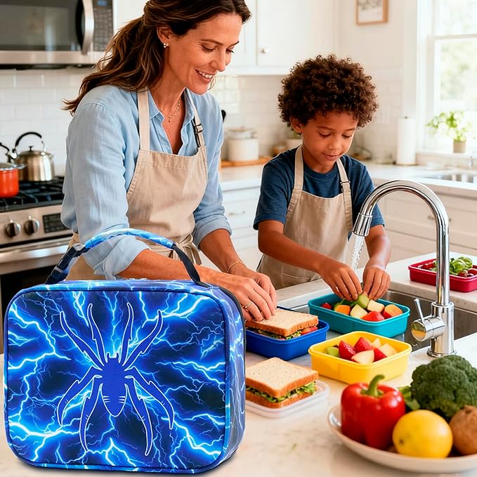 Boys Lunch Bag for Kids Insulated Lunch Box for 3 4 5 6 7 8 9 10 11 12 Kids Toddler Back to School Reusable for Elementary Kindergarten Primary School