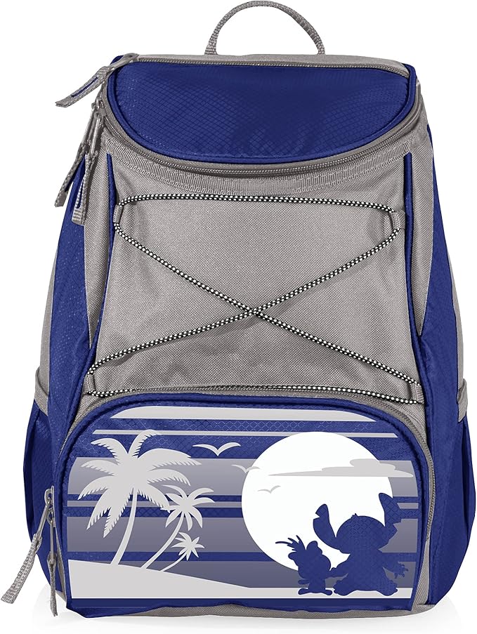 PICNIC TIME Disney Lilo & Stitch Scrump PTX Backpack Cooler, Soft Cooler Backpack, Insulated Lunch Bag, (Navy Blue with Gray Accents)