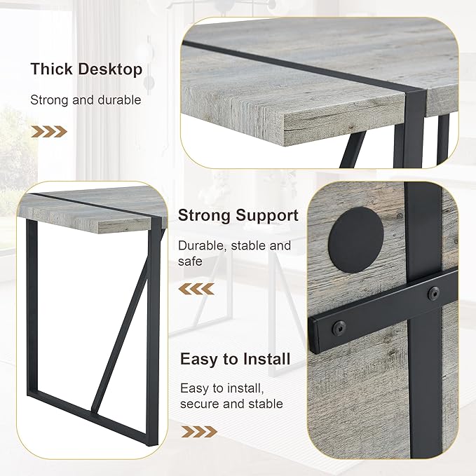 Dining Table Chairs Set for 4, Modern Rectangular Dining Room Table Set Upholstered Dining Chairs 55" Dinner Table Set for Kitchen (Grey Table & Grey1 Chairs, 55 inch Table + 4 Chairs)