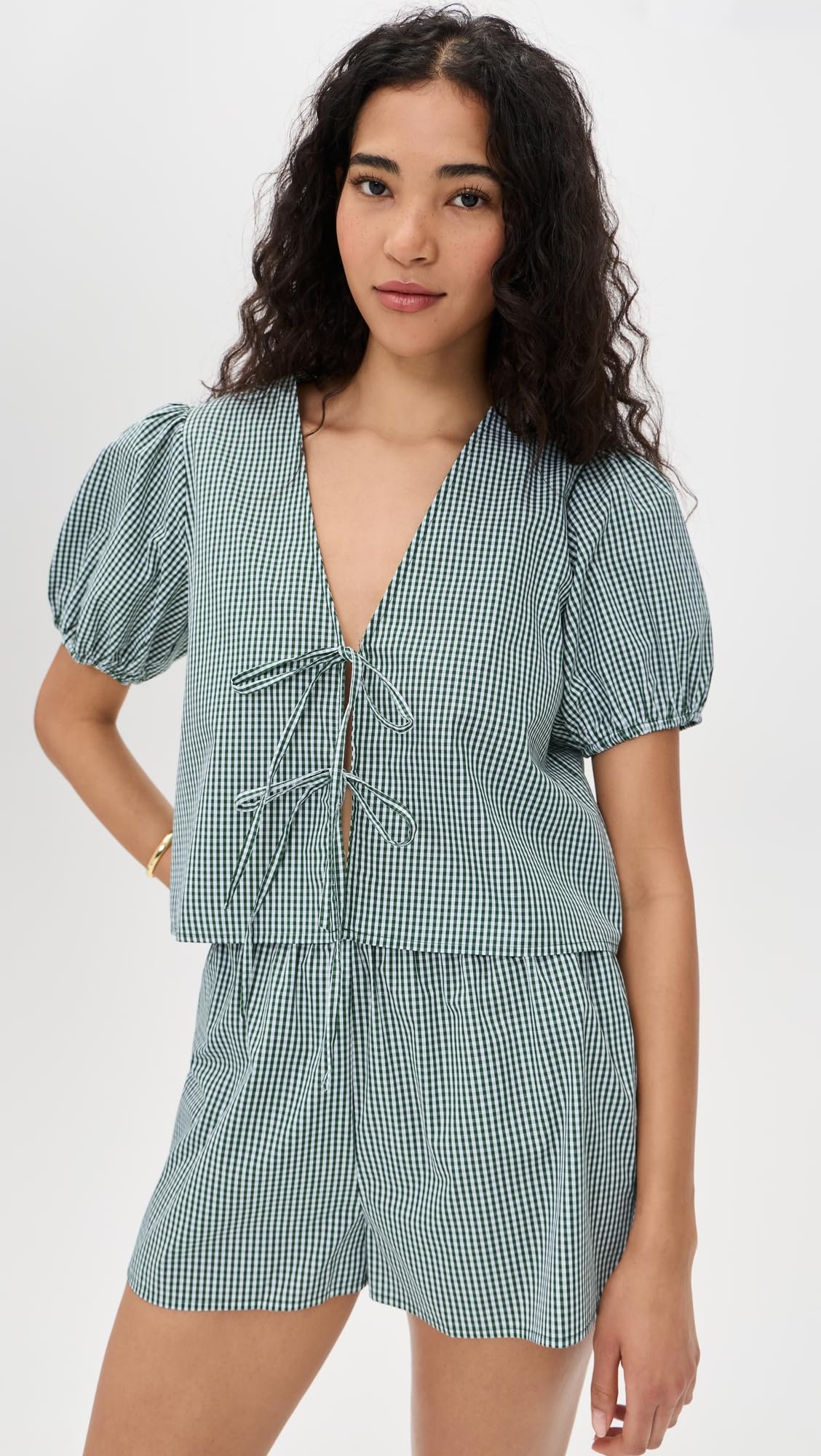 o.p.t Women's Wilder Set, Green Gingham, XS