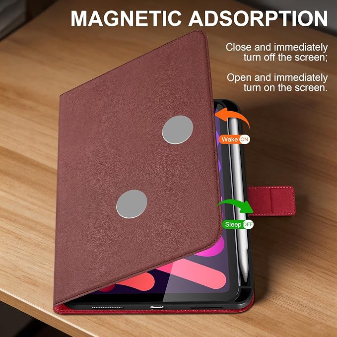 Leather Case for iPad 11th/10th Gen (11/10.9) Black | Genuine Leather Pencil Holder Adjustable Stand Magnetic Closure Auto Wake/Sleep