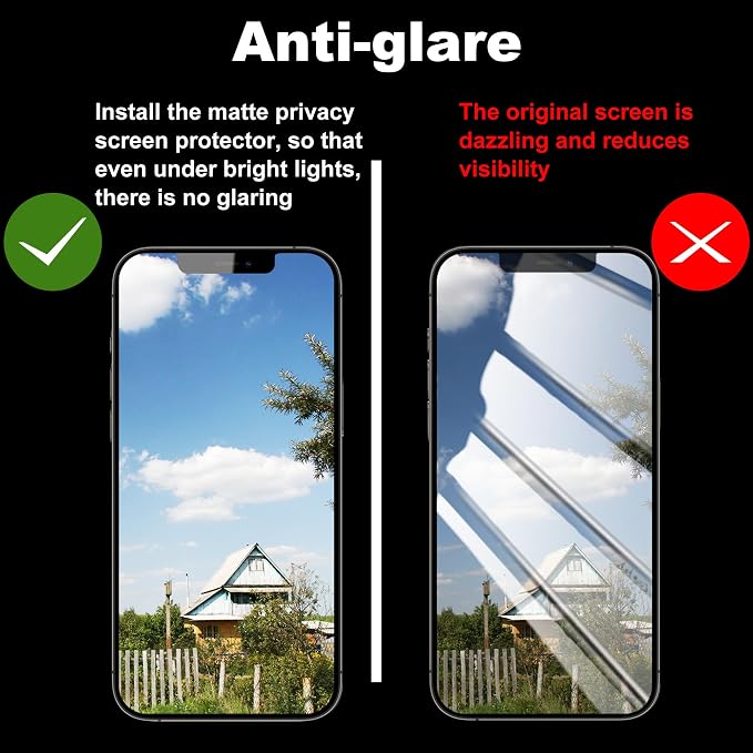 [2-Pack Matte Tempered Glass Screen Protector for iPhone 15 Pro Max Anti-Fingerprint &amp Oil Resistant Smooth as Silk 9H Hardness Bubble-Free Case Friendly 6.7-Inch
