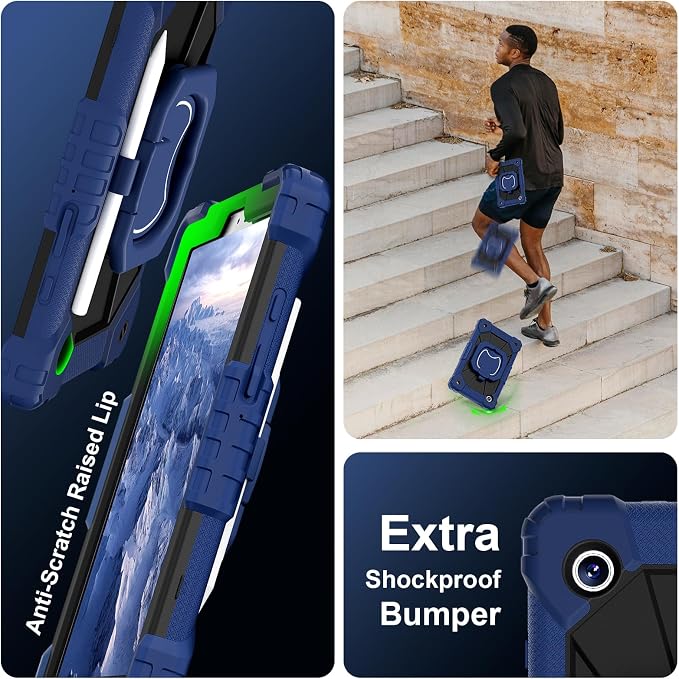 for Samsung Galaxy Tab A9/A11 8.7-Inch 2023/2025 Case.【NO A9+ Plus】 360 Rotating Stand Shoulder Strap Heavy Duty Shockproof Protective Silicone Case (Black)