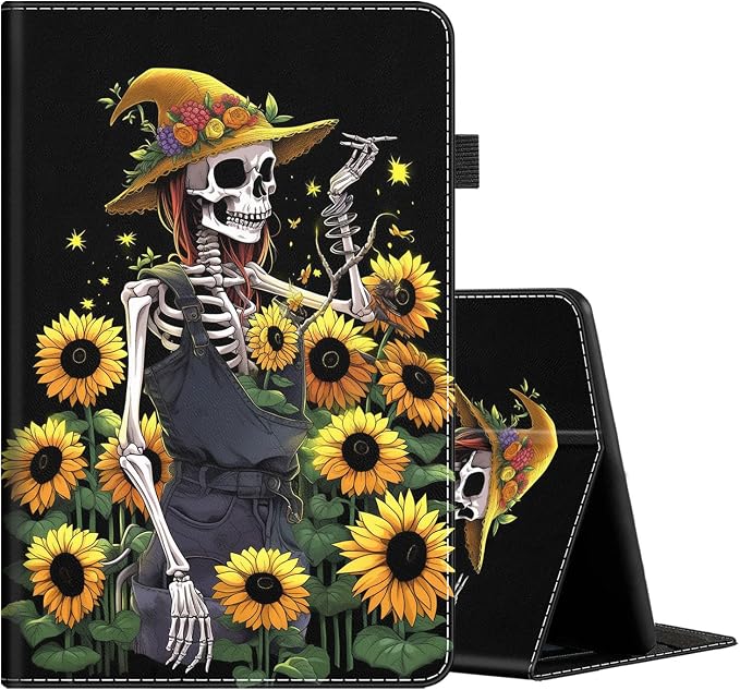 Case Cover for Amazon All-New Kindle Fire 7 Tablet (2022 Release-12th Generation) Latest Model 7 Slim Folding Stand Cover with Auto Wake/Sleep Dancing Skeleton in Mexican Costume