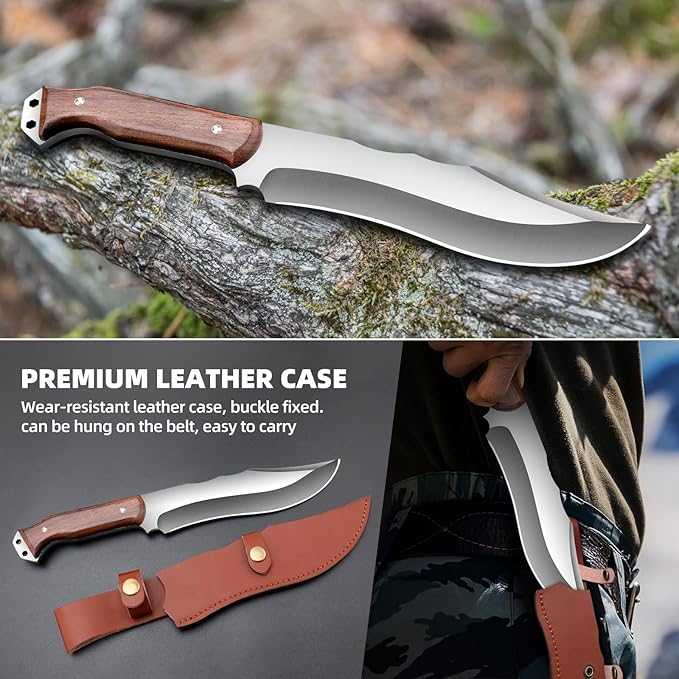 Outdoor Short Machete with Sheath for Cutting Trees, for Yard Work and for urvival Machete Ideal for Gardening,Camping, Fishing, Hunting, Bushcraft