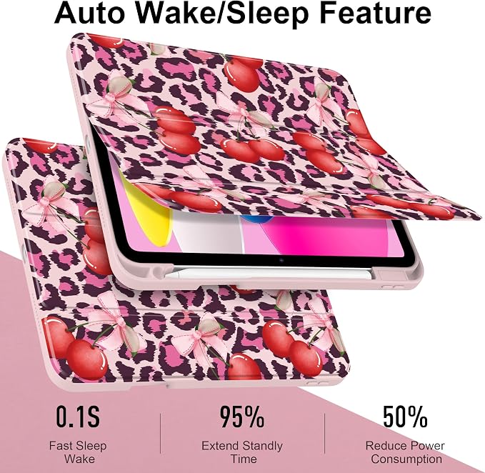 Case for iPad (A16) 11th Generation 11 inch 2025 /iPad 10th Gen 10.9 2022 - Aesthetic Cute Preppy Design Trifold Cover with Soft TPU Bumper Clear Back Auto Sleep/Wake Waves