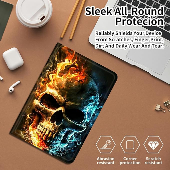 Case for Fire 7 Tablet &amp Fire 7 Kids (12th Gen 2022 Release) - Slim PU Leather Protective Smart Cover with Auto Sleep/Wake &amp Multi-Angle StandBlue Dandelion