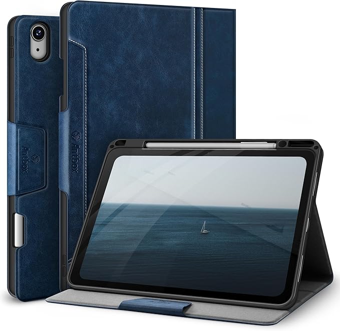 Antbox for iPad Air 13 Inch Case 2026 M4 /2025 M3 /2024 M2 Black | Built-in Pencil Holder Supports Pencil Pro and Pencil (USB-C) Auto Sleep/Wake PU Leather iPad Air 13'' Cover