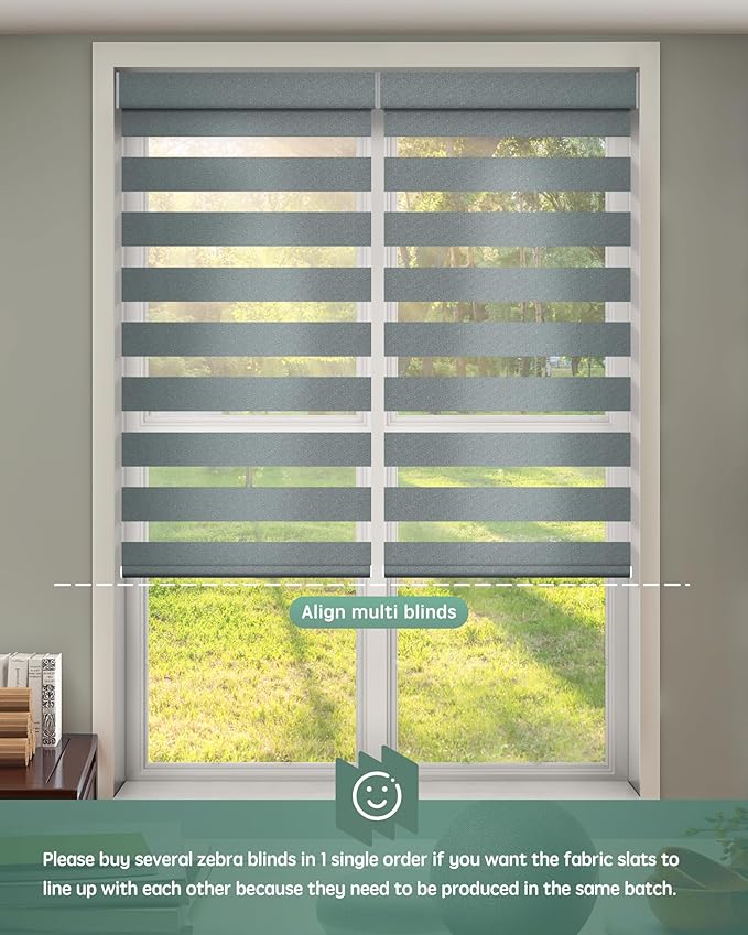 Yoolax Motorized Zebra Blinds Compatible with Alexa,Motorized Blinds with Remote Smart Automatic Custom Electric Window Blinds Cordless Indoor Blackout for Home Bedroom Kitchen (Starry Charcoal)