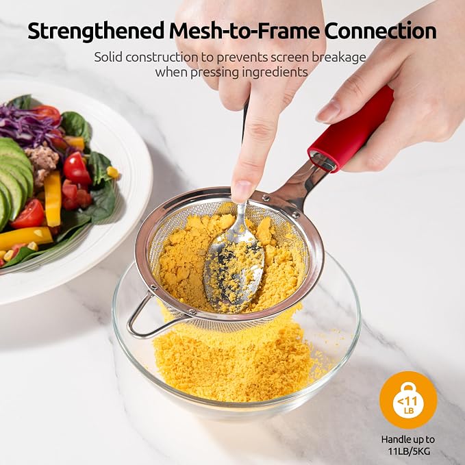U-Taste Small Fine Mesh Strainer: 18/8 Stainless Steel 3.35in 30 Mesh Kitchen
