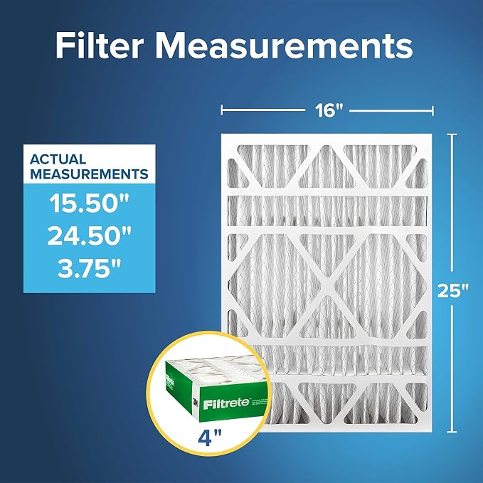 Filtrete 16x25x4 Slim Fit AC Furnace Air Filter, MPR 700, MERV 8, Fits Carrier