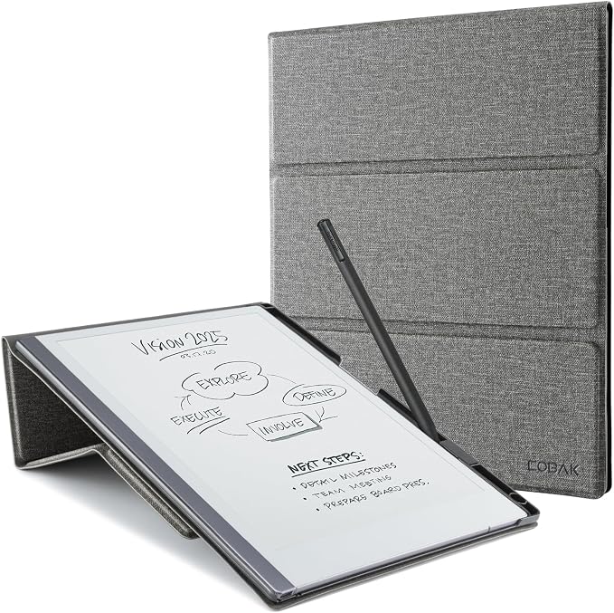 CoBak Case Compatible with Remarkable 2 Paper Tablet Black | Built-in Pen Holder Multi-Angle Foldable Stand Custom Fit for 2020 Released reMarkable 2