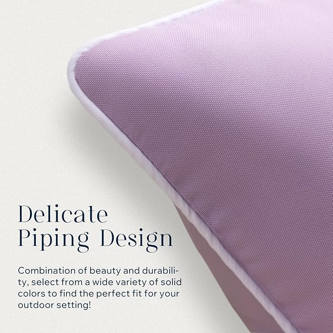 Phantoscope Pack of 2 Outdoor Waterproof Throw Pillow Covers Decorative Square Cushion Case Patio Pillows for Couch Tent Sunbrella, Lavender Purple 18x18 inches