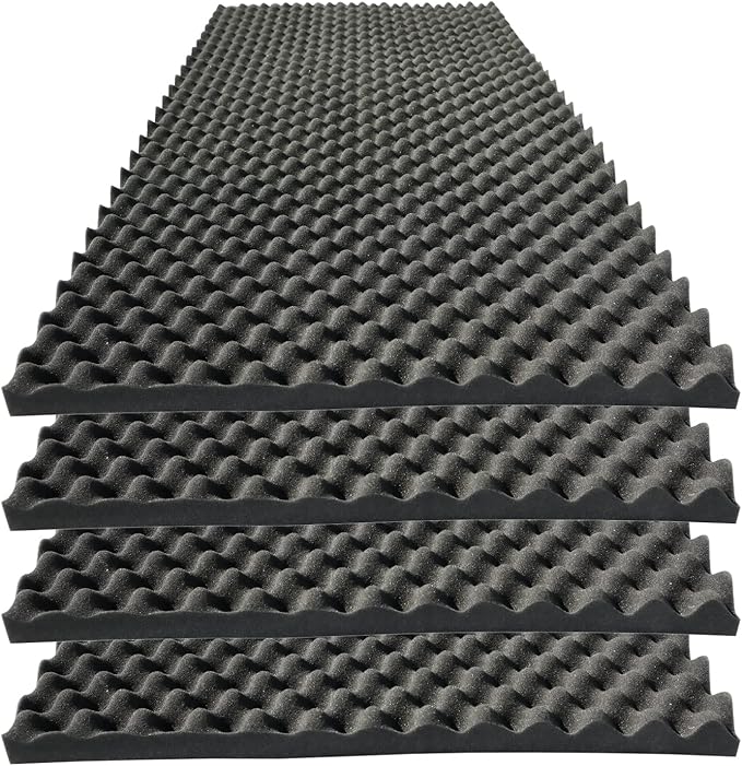 KTOESHEO 4 PCS Acoustic Panels,48''X24''X2'' Egg Crate Foam Soundproof Foam Wall Panels,High Density Fireproof Noise Cancelling Foam Studio Foam Panel,Noise (Black)