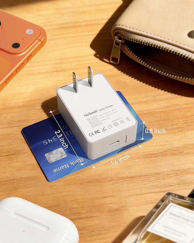 Nekmit 20W USB C Charger PD 3.0 Fast Charger with Foldable Plug Compatible with iPhone 15/14 Pro/14 Mini/13/13 Pro/12/12 mini/12 Pro/12 Pro Max/11 Galaxy Pixel 7/6 iPad Pro and More