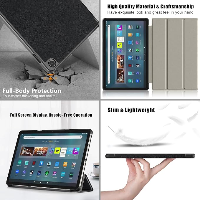 Slim Case for Amazon Fire Max 11 Tablet (13th Generation 2023 Release) Trifold Lightweight Hard Shell PU Leather Stand Folio Protective Cover with Auto Wake/Sleep Colored Graffiti Doodle