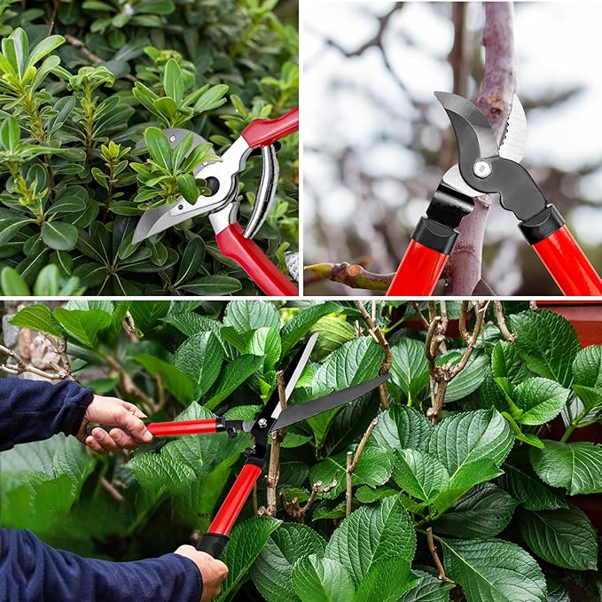 iMeshbean 3 Pieces Garden Tools Set Lopper & Pruning Shear & Tree Trimmer Pruner Ideal for Indoor & Outdoor Gardening, Branch Cutting & Plant Trimming