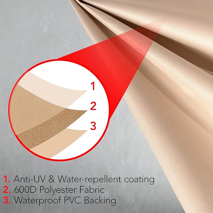 GrillTough Heavy Duty BBQ Grill Cover for Outdoor Grill, 60 Inch – Waterproof, Weather Resistant, UV & Fade Resistant with Adjustable Straps – Gas Grill Cover for Weber, Genesis, Charbroil, etc. Tan