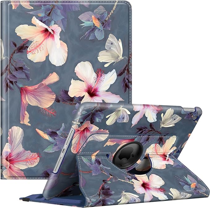 Fintie 360° Rotating Case for iPad 9th / 8th / 7th Generation 10.2 Inch | Swivel Stand Portrait &amp Landscape Viewing Shockproof Cover with Pencil Holder Auto Wake/Sleep Aqua Wave