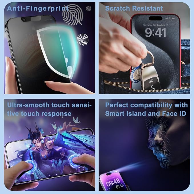 2 Pack Matte Glass Screen Protector for iPhone 17 Pro MaxMatte Anti-Glare Tempered GlassAnti-FingerprintAnti-Reflection Auto Alignment Scratch Resistant 9H Glass Screen Cover