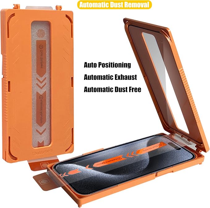 16 Pro Screen ProtectorAuto-Dust Removal Compartment With IPhone 16 Pro Screen Protector with Dust Free Chamber [Zero Bubble] 9H+Tempered Glass Films Shockproof (16 Pro)