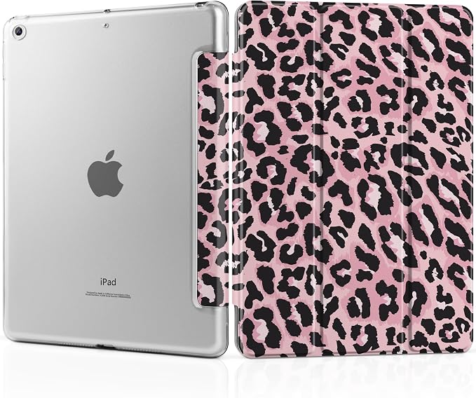 Compatible with iPad 10.2 Inch Case 2021 2020 2019 Smart Lightweight Trifold Stand Hard Plastic Transparent Cover Support Auto Sleep/Wake for iPad 10.2 9th/8th/7th Gen - Bear &amp Cherry