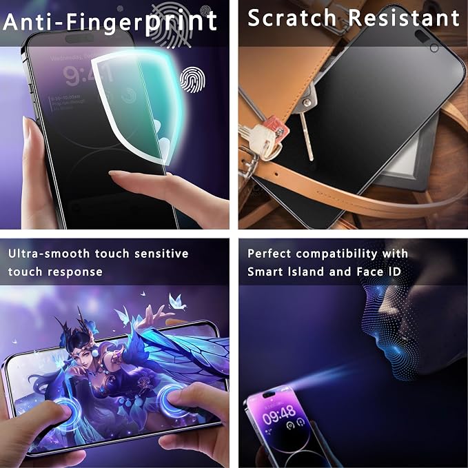 2-Pack Matte Privacy Anti-Spy Screen Protector for iPhone 17 Pro Max (6.9-Inch)Anti-Glare9H Tempered GlassFull CoverageAnti-FingerprintAuto Dust RemovalBubble-Free