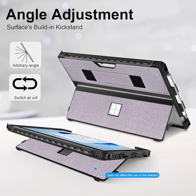 Case for 12.3 Microsoft Surface Pro 7+/7/6/5/4 Protective Rugged Cover Case with Surface Pen Holder and Hand Strap Compatible with Surface Pro Type Cover Keyboard (Black)