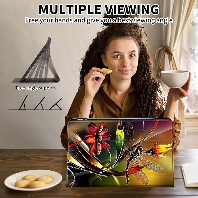 Case for Microsoft Surface Pro 11/10 / 9 13 InchPU Leather Cute Slim Folio Adjustable Stand Cover Case for Surface Pro 11th Edition AIArt Red Dragonfly