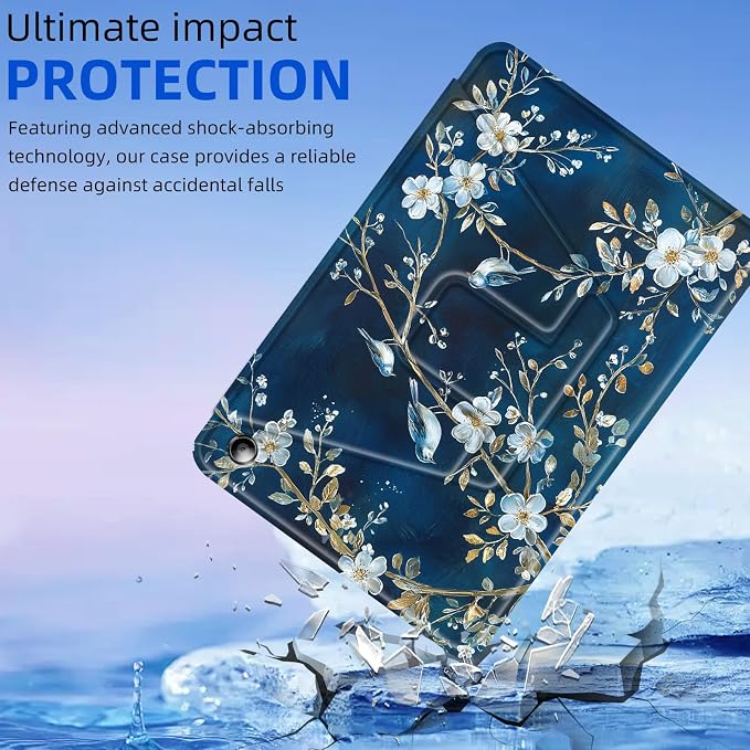 for Amazon Fire Max 11 2023 Release Table Case 11'' Rotating Auto Wake Sleep Leather Table Case for Amazon Fire Max 11 2023 Release Stand Bird Flowers Design for Woman Man