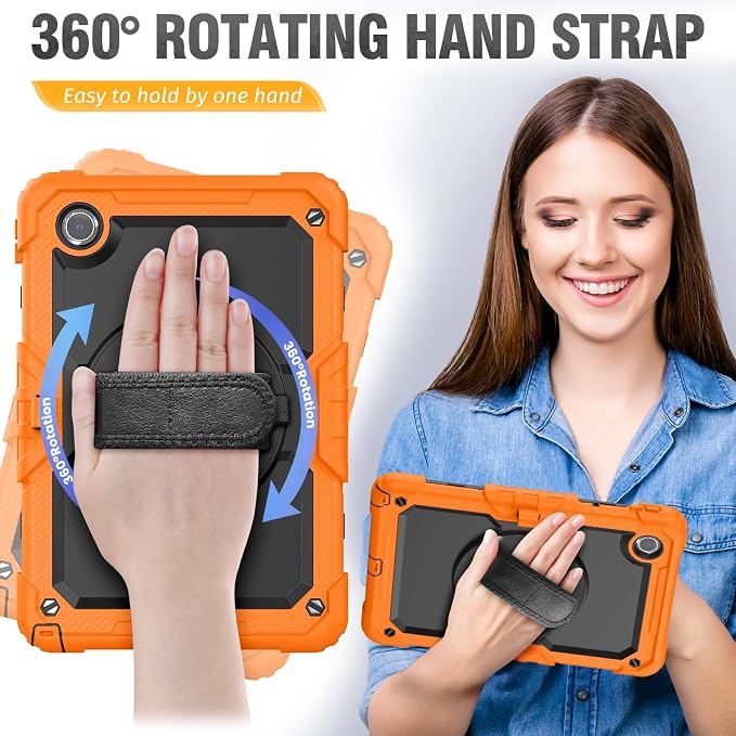 HXCASEAC Case for Samsung Galaxy Tab S6 Lite 10.4 inch Protective with Screen Protector/Hand Strap/S Pen Holder Shockproof S6 Lite Tablet Case 2024/2022/2020 SM-P610 SM-P613 SM-P620 - Black