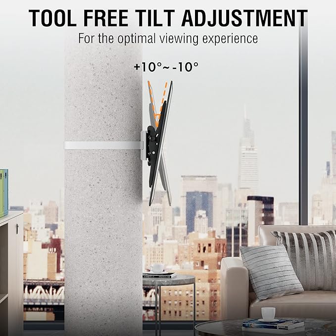 CondoMounts CLMTVT1064 DIY Column TV Mount for Large Pillars & Large TVs | Holds 120lbs | Fits 37-in. to 85-in. TVs | Fits Pillars 8-inches & Wider | No Drill | White Straps | TILT Only No Swivel