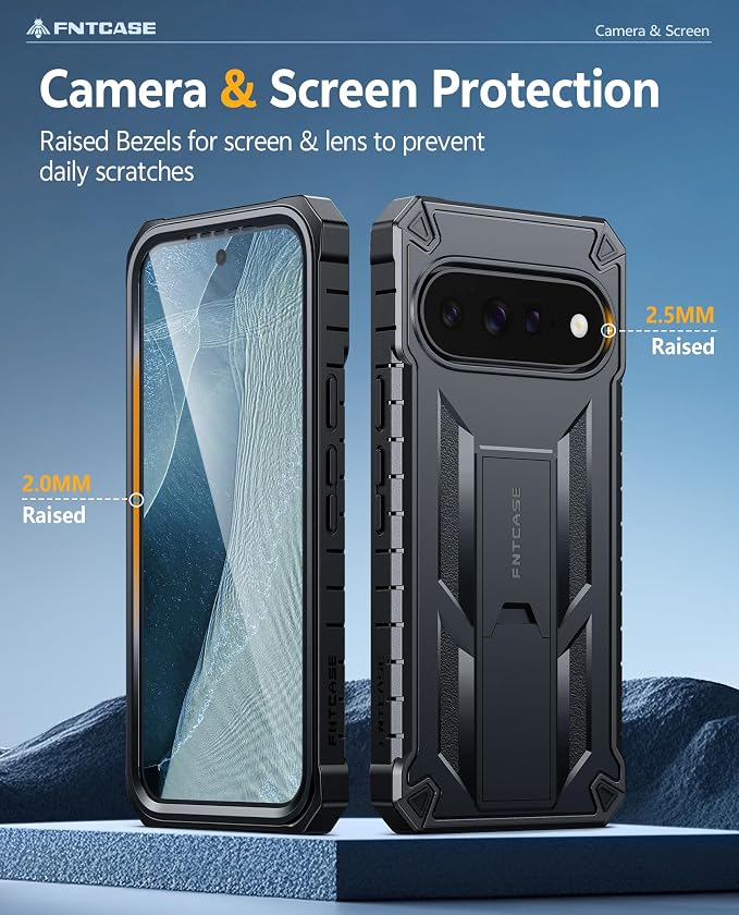 FNTCASE for 11 Pro XL Case Rugged Kickstand 2 Front Frames Black | Built-in Screen Protector 20FT Military-Grade Drop Protection Rugged Heavy Duty Shockproof Full Body Protective Cover