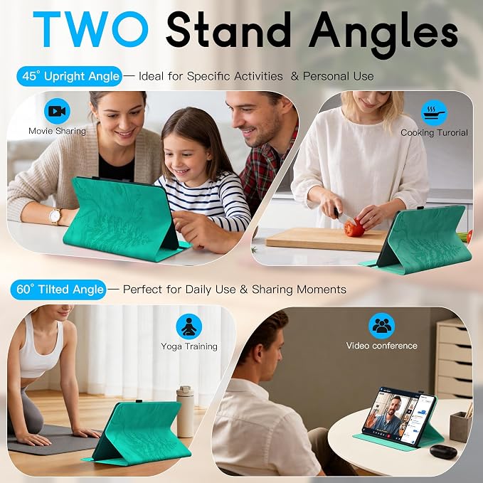 Galaxy Tab S10 Lite / S10 FE / S9 FE Case(10.9 Inch) Frozen Lake Premium Leather with Soft-Touch Feel Built-in Card Slots Adjustable Kickstand Slim and Lightweight ICY Blue